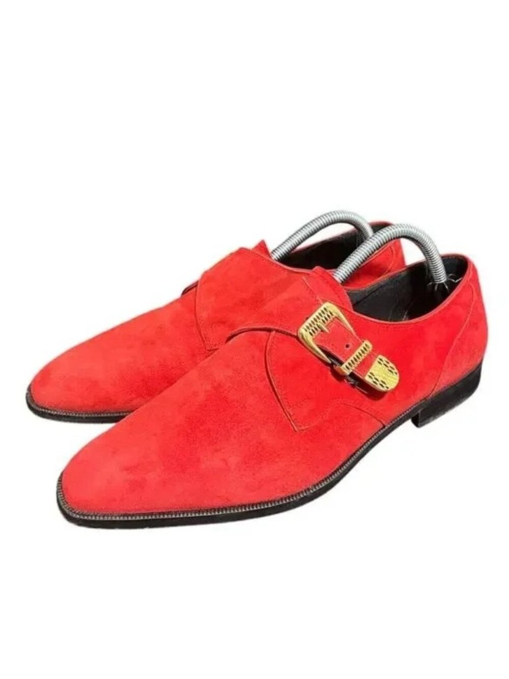 Emilio Franco Style Mens Red Suede Monk‎ Strap Dress Shoes Italy Size 10